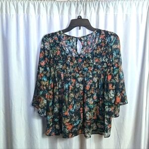 Jessica Simpson Berlin Butterfly Print Peasant Top